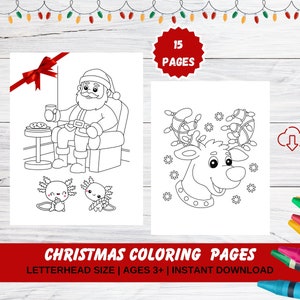 Printable Christmas Coloring Pages: 15 instant Download and Print