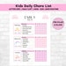 Daily Checklist | Printable | Kids Checklist | Pink Chore Chart | Daily ...