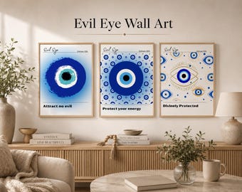 Lámina decorativa imprimible del Ojo Turco Azul, Decoración de Protección Nazar (PDF, PNG, JPG)