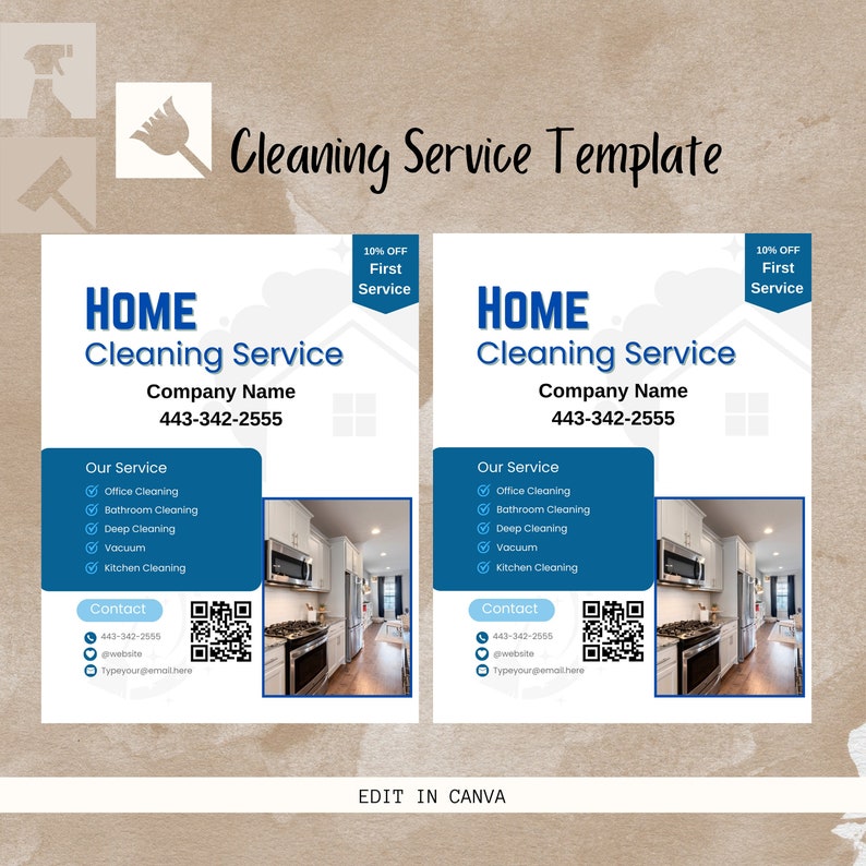 Cleaning Service Template Flyer for Business QR Code Flyer Etsy Cleaning Service Template Flyer for Business QR Code Flyer Etsy