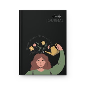 Personalisiertes Blumen Hardcover Journal, Mattes Journal, Inspiration Zitat, Blüte wo du gepflanzt bist, Zielfestlegung & tägliche Reflexionen