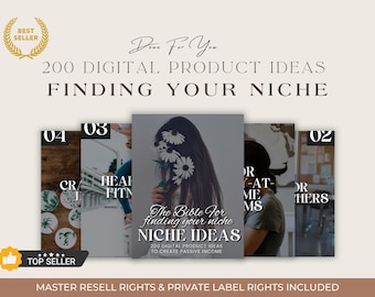 Master Reell Rights 200 Ideas de productos digitales / Encontrar su nicho / Hecho para usted / Derechos de marca privada / Guía de nicho / Ingresos pasivos