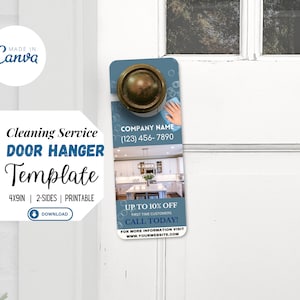 Door Hanger Flyer Template | Cleaning Service Template | Office Cleaning | Small Business | Door Hanger | Editable