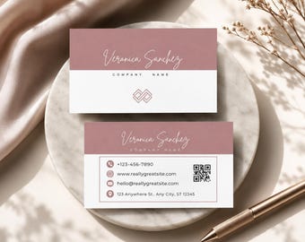 Minimalist Business Card Template | QR Code, Canva Editable (Digital Download)
