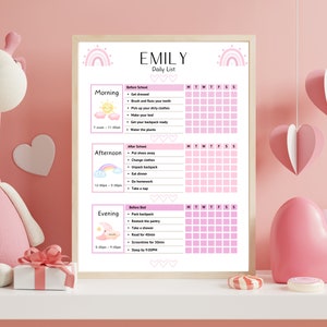 Daily Checklist | Printable | Kids Checklist | Pink Chore Chart | Daily ...