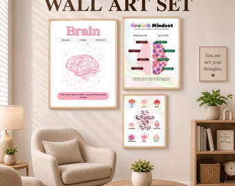 Stampa artistica con la mentalità di crescita, decorazione per studio di terapia (download digitale)