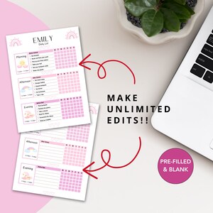 Daily Checklist | Printable | Kids Checklist | Pink Chore Chart | Daily ...