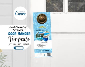 Pool Cleaning Services Door Hanger Template Flyer