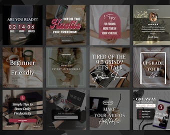 Pacchetto di modelli Instagram / Contenuti estetici per influencer (Canva Pro)