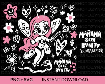Merchandising del nuovo album di Karol G in formato SVG + PNG, canzone latina in formato PNG, file di taglio Cricut, Silhouette in formato SVG, adesivo dell'album Angel Devil Music