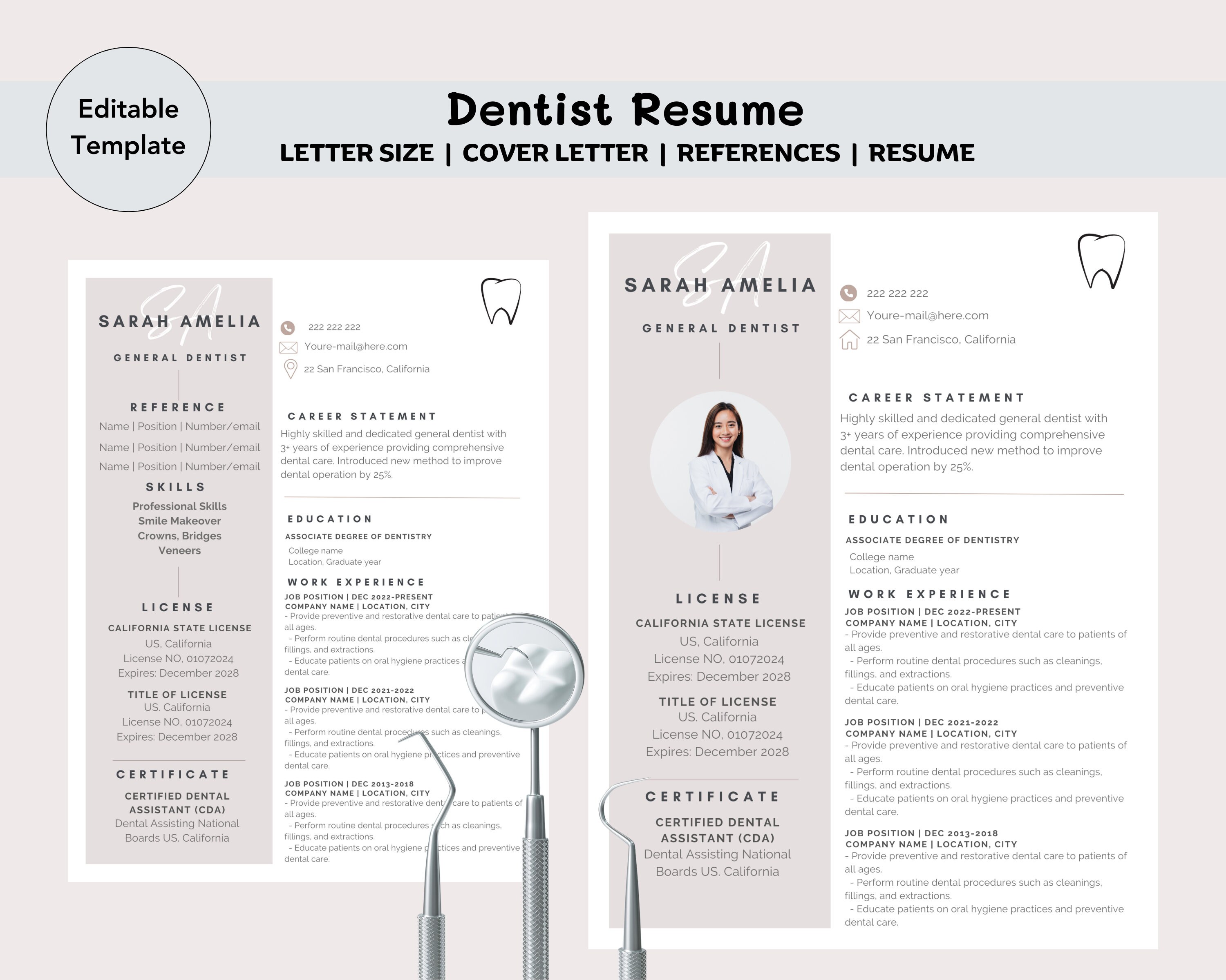 Dental Resume Template Editable - Il Fullxfull.5653046184 5zjs 
