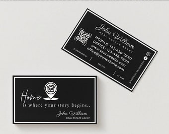Real Estate Business Card Template | Editable | Minimalist Design | Digital Business Card | Realtor | Agency | Business Cards