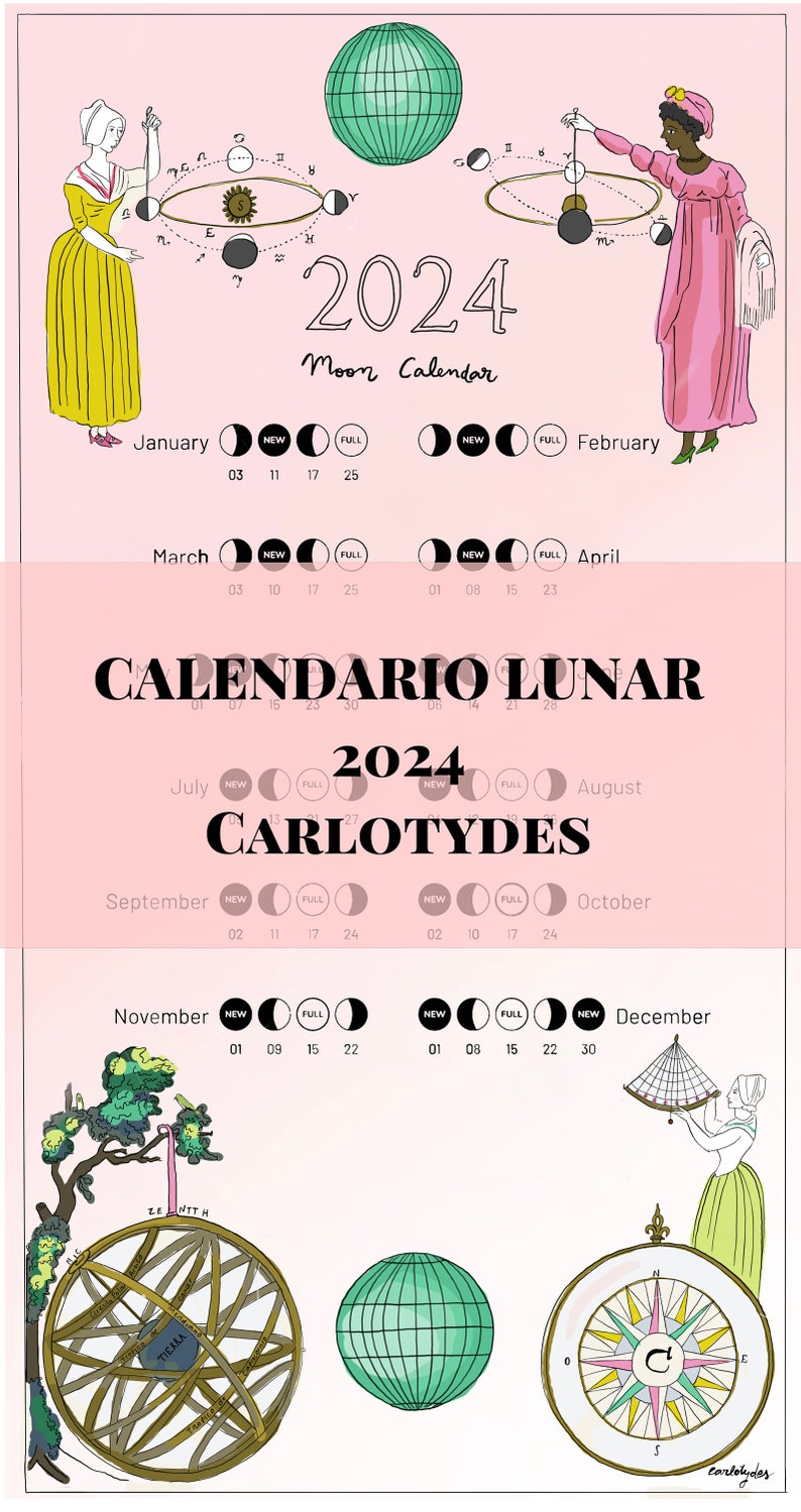 Moon Calendar 2024 /calendario Lunar 2024 Etsy