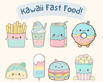 21 PNG SVG Clipart Bundle - kawaii clipart, kawaii junk food clipart, kawaii png, kawaii svg, food clipart, kawaii food, cute clipart