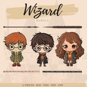 11 Pieces, wizard Svg, magic Svg, magic wizard Svg, kawaii clipart, kawaii Svg, Svg bundle, clipart bundle, digital download, clipart png