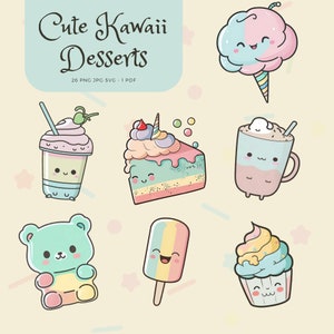 26 High Quality PNG and SVG clipart bundle - Kawaii Clipart, cute clipart, planner clipart, food clipart, kawaii food, digital clipart