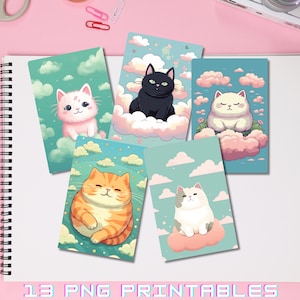 13 Cute Fat Cats PNG Kawaii Prints - Kawaii Cat Print - Kawaii Poster - Kawaii Prints - Kawaii Printable - Kawaii PNG - Cute Art Prints
