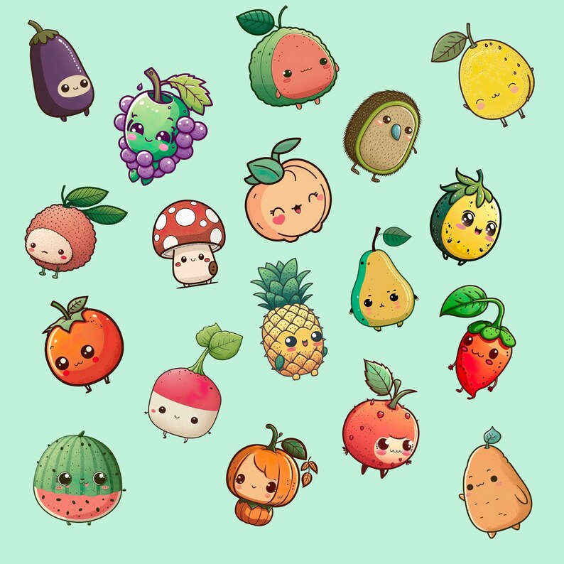 32 PNG SVG clipart bundle clipart kawaii, clipart mignon, nourriture
