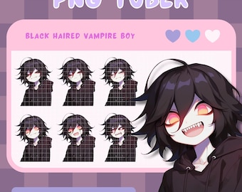 Black Haired PNGTuber Boy - Anime, Chibi, Kawaii, Premade Twitch Stream Asset, PNGTuber Model, Vtuber, Streaming, OBS, Veadomini, Veadotube