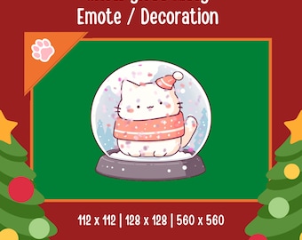 Snow Globe Cat Animated Emote - Christmas / Winter / Twitch / Discord / YouTube / Gamer / Streamer Animated Cat Emote / Decoration