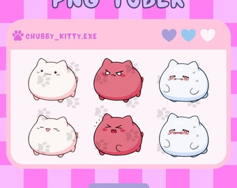 Chubby Kitty PNGTuber - Cat | Chibi | Kawaii | Premade | Twitch | YouTube | Vtuber | Streaming | OBS | Veadomini | Veadotube