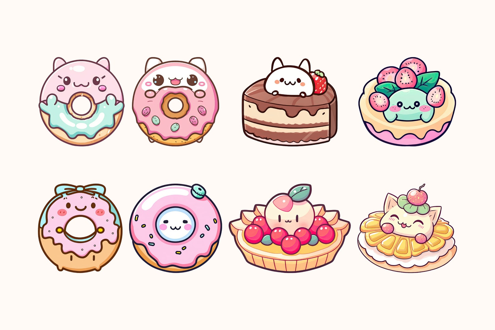 24 PNG SVG Desserts Clipart Bundle Kawaii Food (Instant Download) Etsy