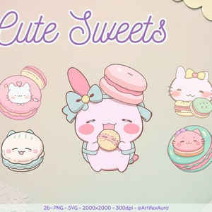 26 PNG SVG Desserts Clipart Bundle - Kawaii food, kawaii clipart, kawaii desserts, kawaii clipart cake, kawaii png, food clipart, kawaii svg