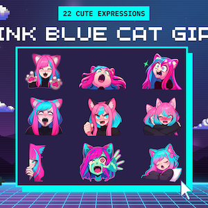 22 PNG Pacote de emotes Twitch Discord Cat Girl - emotes de contração, emotes de discórdia, emotes de contração feminina, emotes de contração gato, emotes de contração anime
