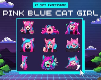22 PNG Twitch Discord Cat Girl Emotes pack - twitch emotes, discord emotes, twitch emotes girl, twitch emotes cat, twitch emotes anime