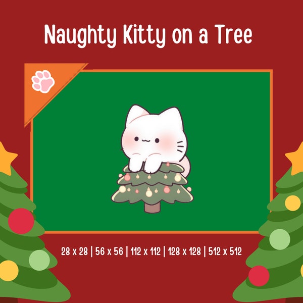 Naughty Kitty Animated Emote - Christmas / Winter / Twitch / Discord / YouTube / Gamer / Streamer Animated Cat Emote / Decoration