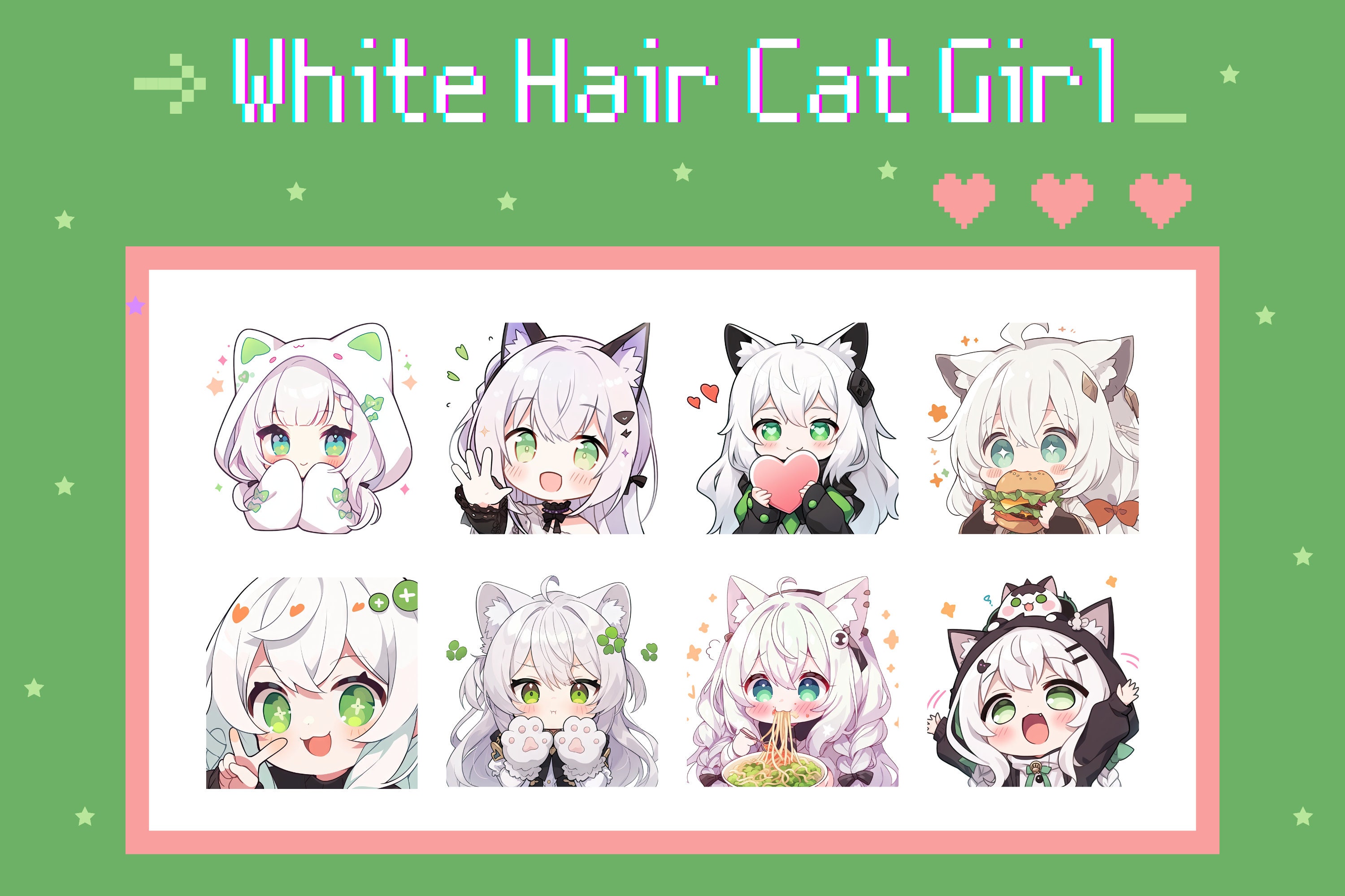 Kawaii Anime Neko Cat Girl With white hair iPad Case & Skin for