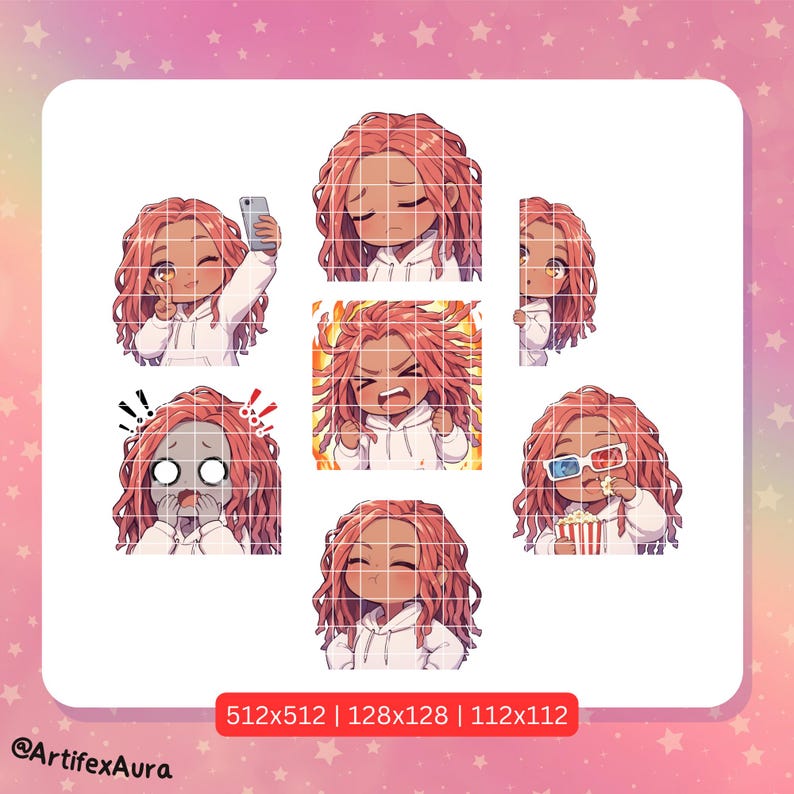 Tan Girl With Orange Locks Twitch / Discord Emotes / Stickers (22 Pack ...