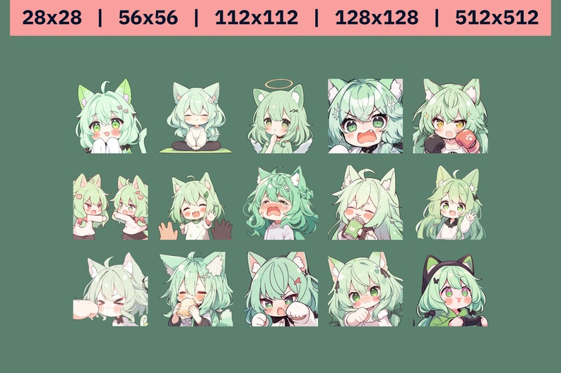 41 Twitch / Discord Emote Girl Green Hair Twitch Emotes Girl, Twitch