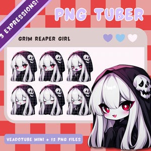 白髪の PNGTuber ガール - アニメ、ちび、かわいい、既製の Twitch ストリーム アセット、PNGTuber モデル、Vtuber、ストリーミング、OBS、Veadomini、Veadotube