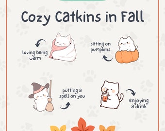 24 PNG SVG Kawaii Cat Clipart Bundle - Kawaii clipart, kawaii svg, kawaii png, cute clipart, fall clipart, autumn clipart