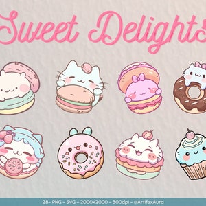 28 PNG SVG Desserts Clipart Bundle - Kawaii food, kawaii clipart, kawaii desserts, kawaii clipart cake, kawaii png, food clipart, kawaii svg