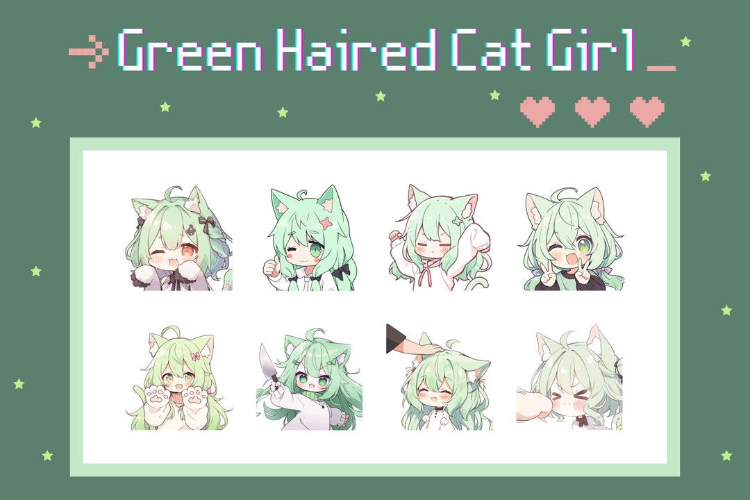 41 Twitch / Discord Emote Girl Green Hair Twitch Emotes Girl, Twitch