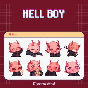 17 Twitch Emotes Junge aus der Hölle - Set, Bundle, Pack, Sticker, Discord, Youtube, Cute, Kawaii, Chibi, Anime, Mann, männlich, Kerl, Glatze