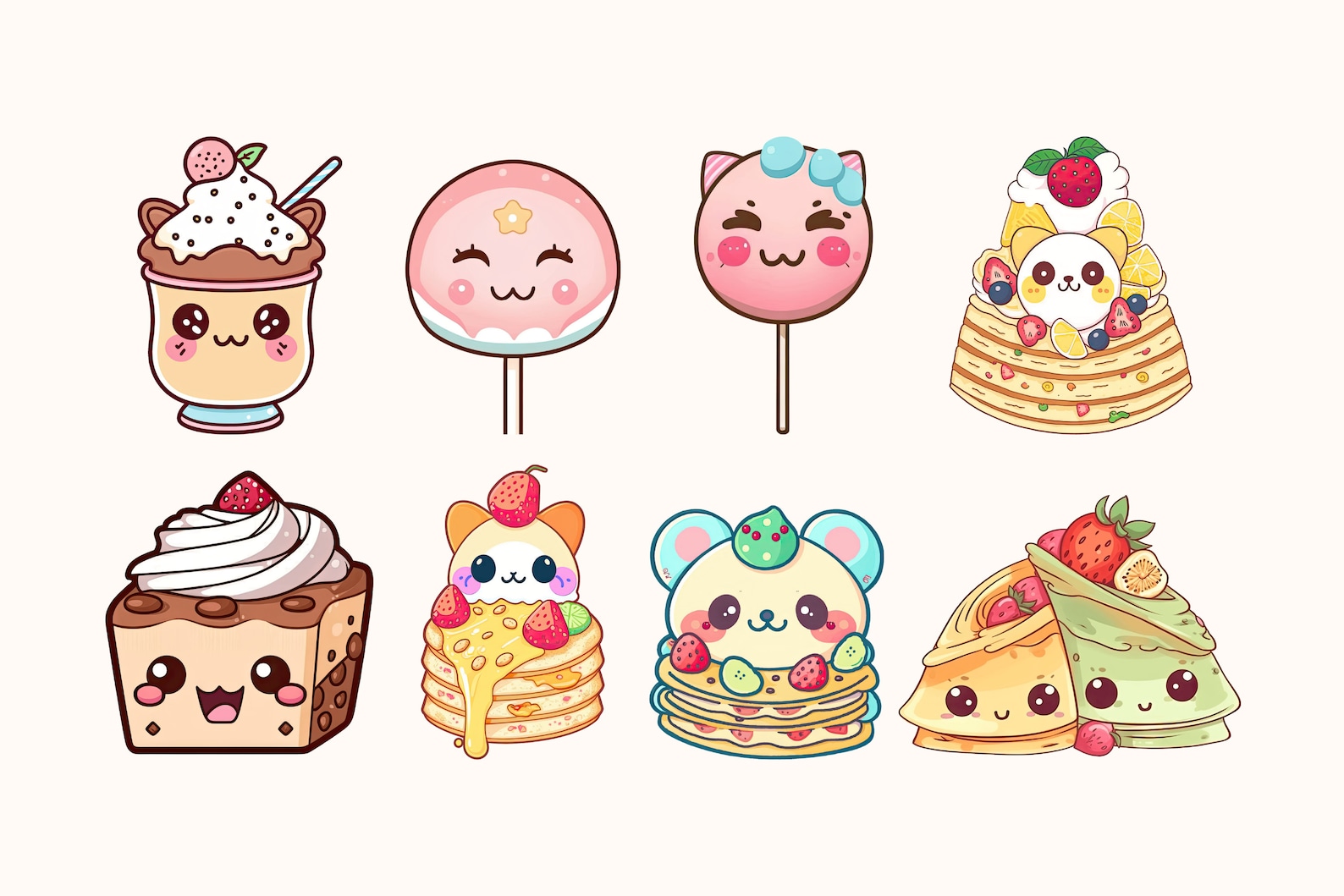 24 PNG SVG Desserts Clipart Bundle Kawaii Food (Instant Download) Etsy