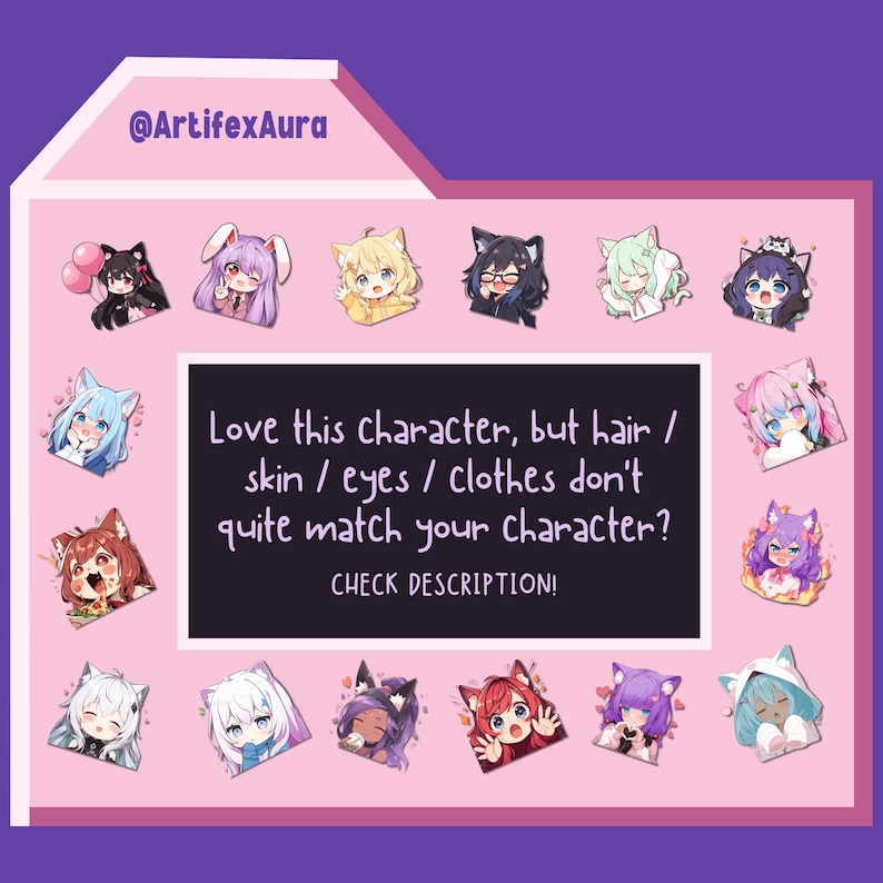 Black and White Goth Girl Twitch / Discord Emotes: Kawaii Chibi Sticker (22 PNG Digital Download) Bild 5