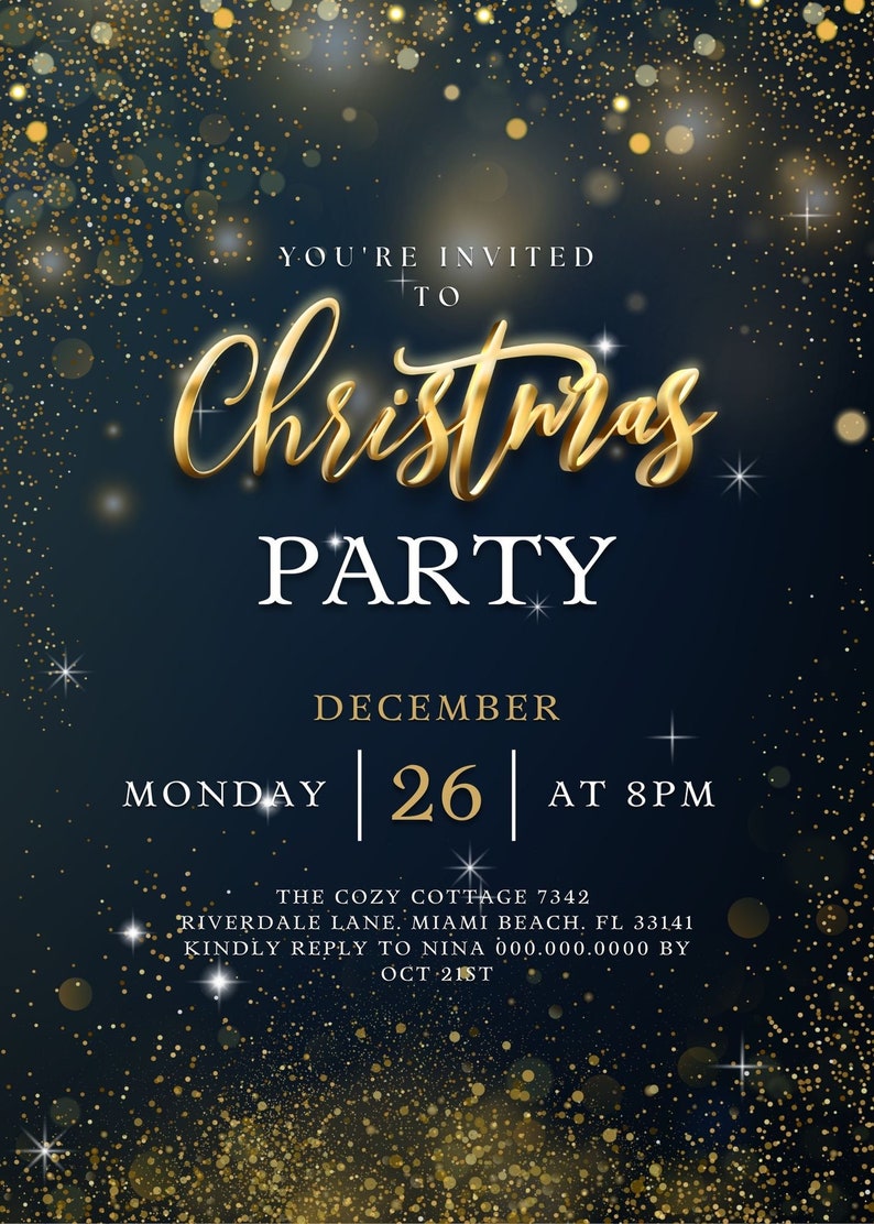 Editable christmas invitation christmas party invitation etsy canada