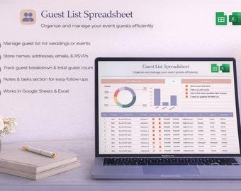 Hochzeitsplanungs-Vorlage für Google Sheets & Excel | Budget, Gästeliste, Checkliste und Timeline
