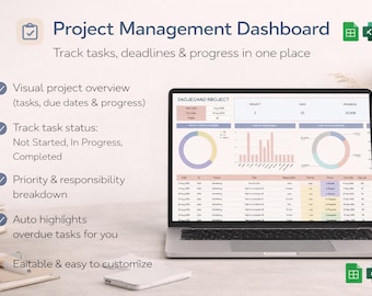 Project Management Google Sheets & Excel Template | Task Tracker, Kanban Board, Gantt Chart, Smart Calendar