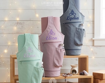 Bolsa de transporte para esterilla de yoga bordada a medida: bandolera deportiva con bolsillos