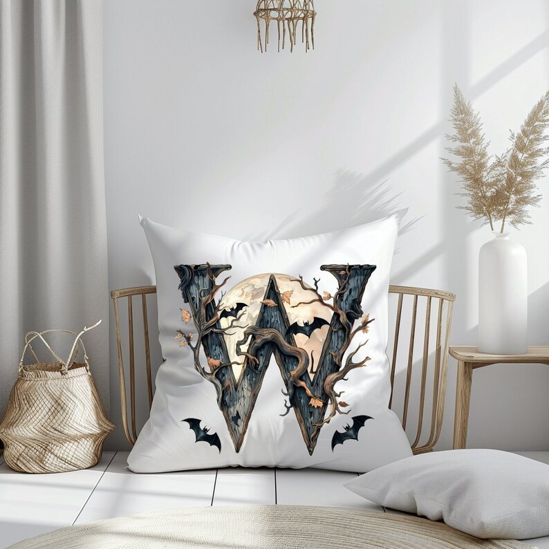 Haunted Halloween Letter W Transparent Letter Graphic Printable Art ...