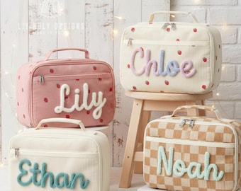 Lonchera infantil de pana personalizada: bolsa térmica con nombre personalizado