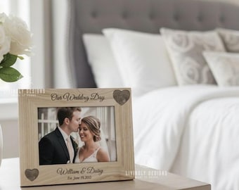 Marco de fotos de madera personalizado con nombre o fecha: regalo de marco de fotos personalizado