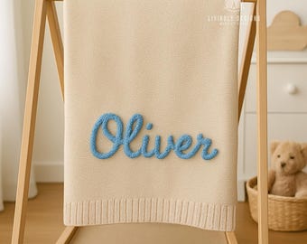 Custom Name Baby Blanket | Hand-Embroidered Name Blanket | Soft Personalized Gift | Custom Baby Keepsake | Unique Toddler Blanket Name Gift