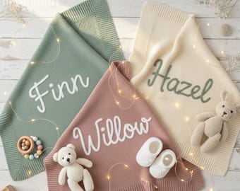 Hand Embroidered Custom Name Baby Blanket: Personalized Keepsake