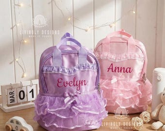 Ballerina Christmas Gift, Personalized Tutu Backpack with Name, Girls Ballet Dance Bag